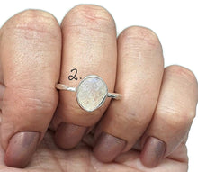 Load image into Gallery viewer, Raw Rainbow Moonstone Ring, 2 Sizes, Sterling Silver - GemzAustralia 