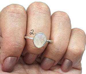 Raw Rainbow Moonstone Ring, 2 Sizes, Sterling Silver - GemzAustralia 