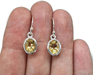 Citrine Earrings, Oval Shaped, Sterling Silver, 4 Carats - GemzAustralia 