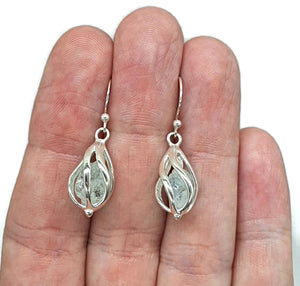 Sensational Raw Aquamarine Cage Earrings, Sterling Silver - GemzAustralia 