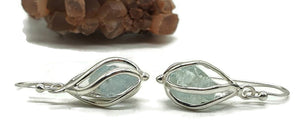 Sensational Raw Aquamarine Cage Earrings, Sterling Silver - GemzAustralia 