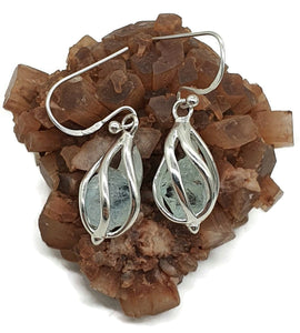 Sensational Raw Aquamarine Cage Earrings, Sterling Silver - GemzAustralia 