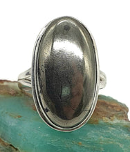 Load image into Gallery viewer, Pyrite Ring, Size 7.5, Sterling Silver, Oval Shaped, Metallic Lustre - GemzAustralia 