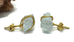 Raw Aquamarine Studs, March Birthstone - GemzAustralia 