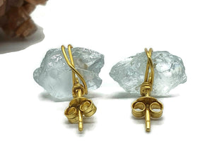 Raw Aquamarine Studs, March Birthstone - GemzAustralia 