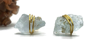 Raw Aquamarine Studs, March Birthstone - GemzAustralia 