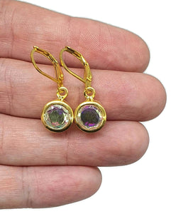 Mystic Topaz Earrings, 18k Gold Plated - GemzAustralia 