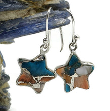 Load image into Gallery viewer, Oyster Turquoise Earrings, Sterling Silver, Star Shape - GemzAustralia 