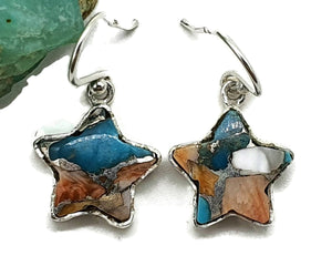 Oyster Turquoise Earrings, Sterling Silver, Star Shape - GemzAustralia 
