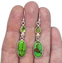 Load image into Gallery viewer, Peridot &amp; Green Mojave Turquoise Earrings, Sterling Silver - GemzAustralia 