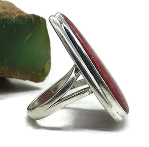 Thulite Ring, size 9, Sterling Silver, Vibrant Pink Gemstone - GemzAustralia 