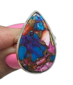 Oyster Turquoise & Pink Opal Ring, Size 7, Pear Shaped - GemzAustralia 