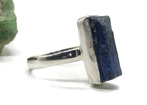 Raw Kyanite Ring, Size 8, Sterling Silver, Rectangle Design - GemzAustralia 