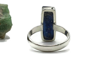 Raw Kyanite Ring, Size 8, Sterling Silver, Rectangle Design - GemzAustralia 