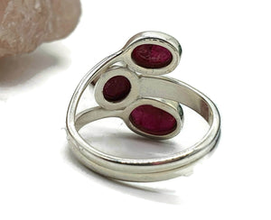 Ruby Ring, Size 7, Sterling Silver, Three Stone Ring, July Birthstone - GemzAustralia 