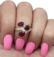 Load image into Gallery viewer, Ruby Ring, Size 7, Sterling Silver, Three Stone Ring, July Birthstone - GemzAustralia 