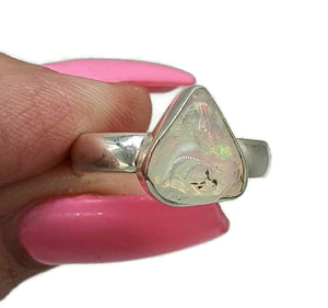 Ethiopian Opal Ring, Size 6.75, Sterling Silver, Rough Gem - GemzAustralia 