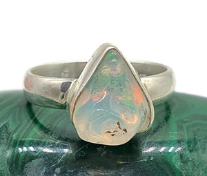 Ethiopian Opal Ring, Size 6.75, Sterling Silver, Rough Gem - GemzAustralia 