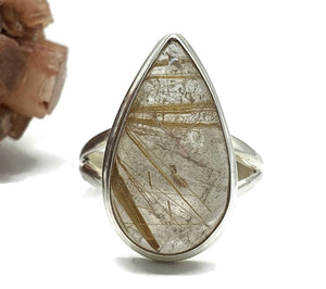 Golden Rutilated Quartz Ring, Size 9, Sterling Silver - GemzAustralia 