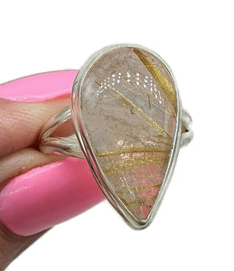 Golden Rutilated Quartz Ring, Size 9, Sterling Silver - GemzAustralia 