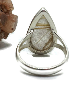 Golden Rutilated Quartz Ring, Size 9, Sterling Silver - GemzAustralia 