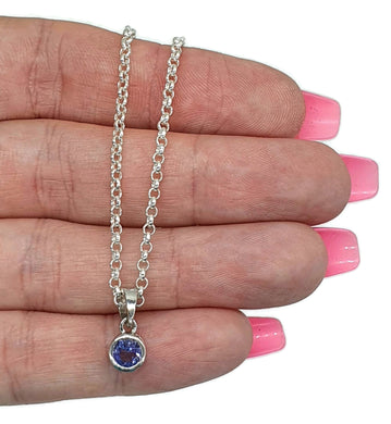 Tanzanite Pendant, Sterling Silver, Round Shape, Psychic Power Stone - GemzAustralia 