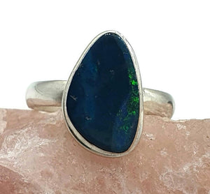 Australian Opal Ring, Size 8.5, Sterling Silver - GemzAustralia 