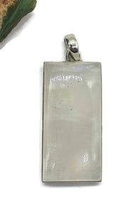 Rainbow Moonstone Pendant, Large Rectangle Shape - GemzAustralia 