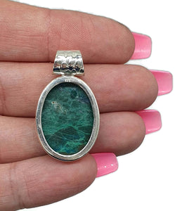 Chrysocolla Pendant, Oval Shaped, Sterling Silver - GemzAustralia 