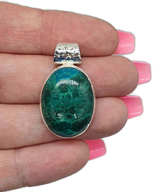 Chrysocolla Pendant, Oval Shaped, Sterling Silver - GemzAustralia 