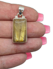 Load image into Gallery viewer, Golden Rutilated Quartz Pendant, Sterling Silver, Rectangle Shaped - GemzAustralia 