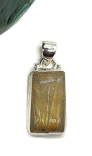 Load image into Gallery viewer, Golden Rutilated Quartz Pendant, Sterling Silver, Rectangle Shaped - GemzAustralia 