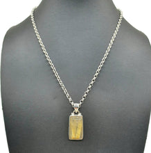 Load image into Gallery viewer, Golden Rutilated Quartz Pendant, Sterling Silver, Rectangle Shaped - GemzAustralia 