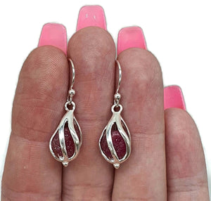 Sensational Raw Ruby Cage Earrings, July Birthstone - GemzAustralia 