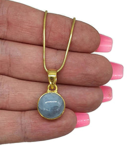 Round Aquamarine Pendant, March Birthstone - GemzAustralia 