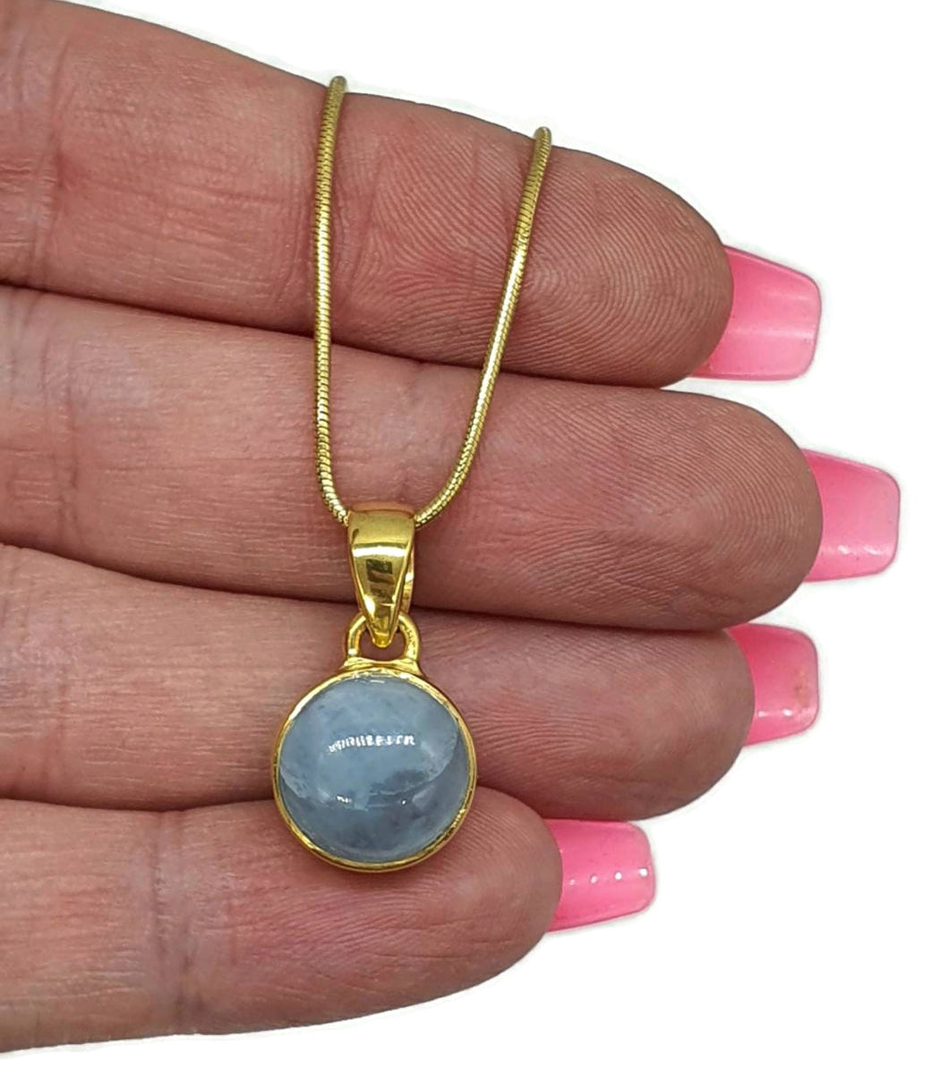 Round Aquamarine Pendant, March Birthstone - GemzAustralia 