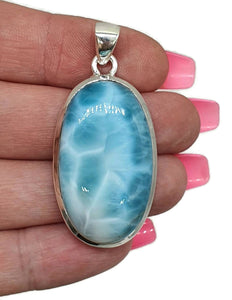 Huge Oval Shaped Larimar Pendant, Dolphin Stone - GemzAustralia 