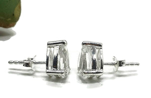 Clear Quartz Studs, Pear Shaped, Sterling Silver - GemzAustralia 