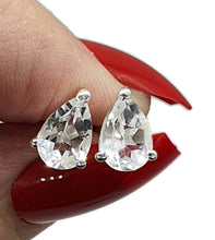 Load image into Gallery viewer, Clear Quartz Studs, Pear Shaped, Sterling Silver - GemzAustralia 