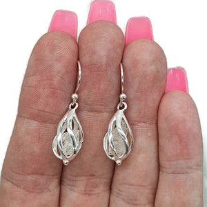 Raw Herkimer Diamond Cage Earrings, April Birthstone - GemzAustralia 