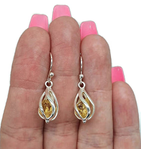 Raw Citrine Cage Earrings, November Birthstone - GemzAustralia 