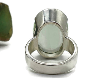 Green Amethyst Ring, Size 9, Prasiolite Gemstone, Sterling Silver - GemzAustralia 