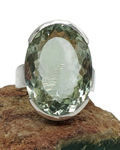 Load image into Gallery viewer, Green Amethyst Ring, Size 9, Prasiolite Gemstone, Sterling Silver - GemzAustralia 