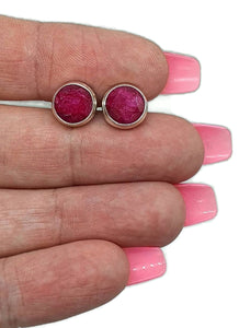 Round Ruby Studs, Sterling Silver, July Birthstone - GemzAustralia 