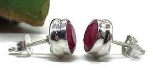 Round Ruby Studs, Sterling Silver, July Birthstone - GemzAustralia 