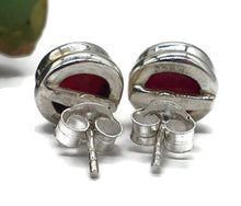 Load image into Gallery viewer, Round Ruby Studs, Sterling Silver, July Birthstone - GemzAustralia 