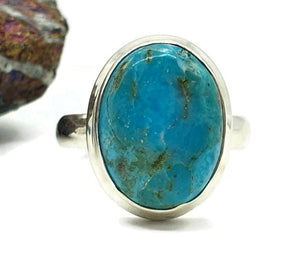 Arizona Turquoise Ring, Size 8.75, Sterling Silver, Oval Shape - GemzAustralia 