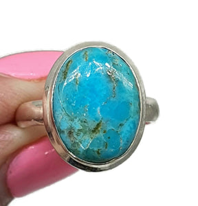 Arizona Turquoise Ring, Size 8.75, Sterling Silver, Oval Shape - GemzAustralia 