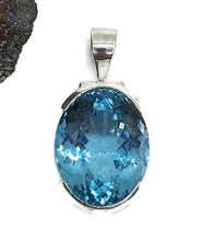 Load image into Gallery viewer, AAA+ Swiss Blue Topaz Pendant, 38 carats, Sterling Silver - GemzAustralia 