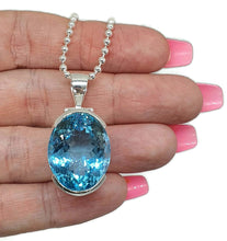 Load image into Gallery viewer, AAA+ Swiss Blue Topaz Pendant, 38 carats, Sterling Silver - GemzAustralia 